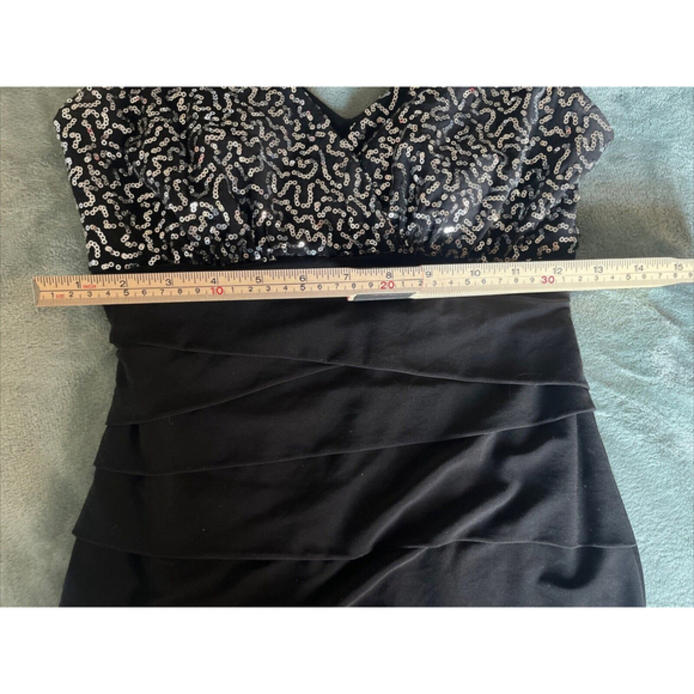 B. Smart Juniors‎ Sleeveless Black Plunge Bodycon Sequin Cocktail Dress Sz Small - Picture 15 of 16
